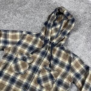 Carthartt Hooded Flannel Shirt Womens Extra Small Plaid Button Up Cotton Fall